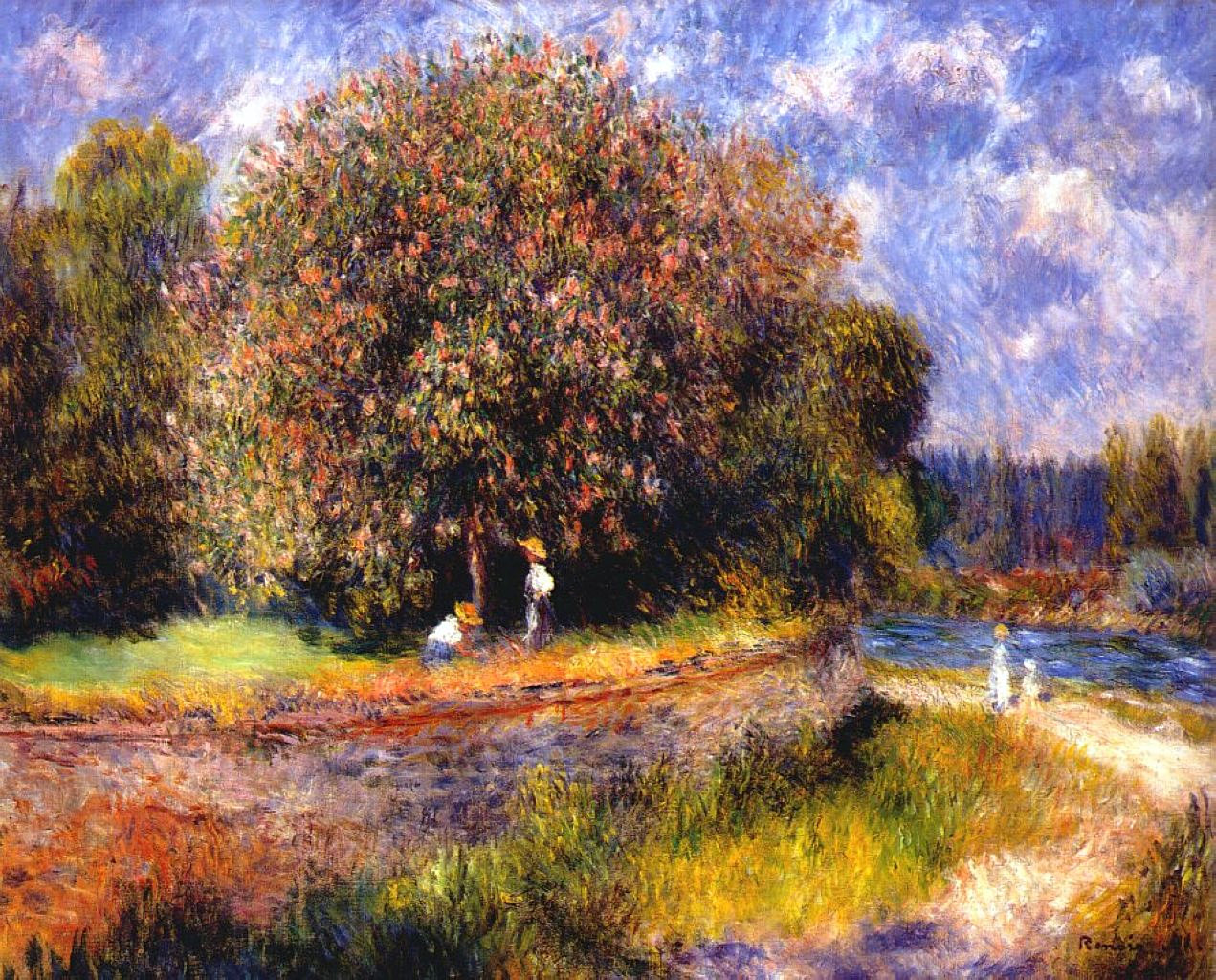 Chestnut Tree Blooming - Pierre-Auguste Renoir painting on canvas